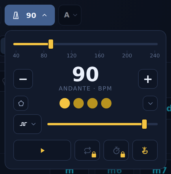 The metronome dropdown